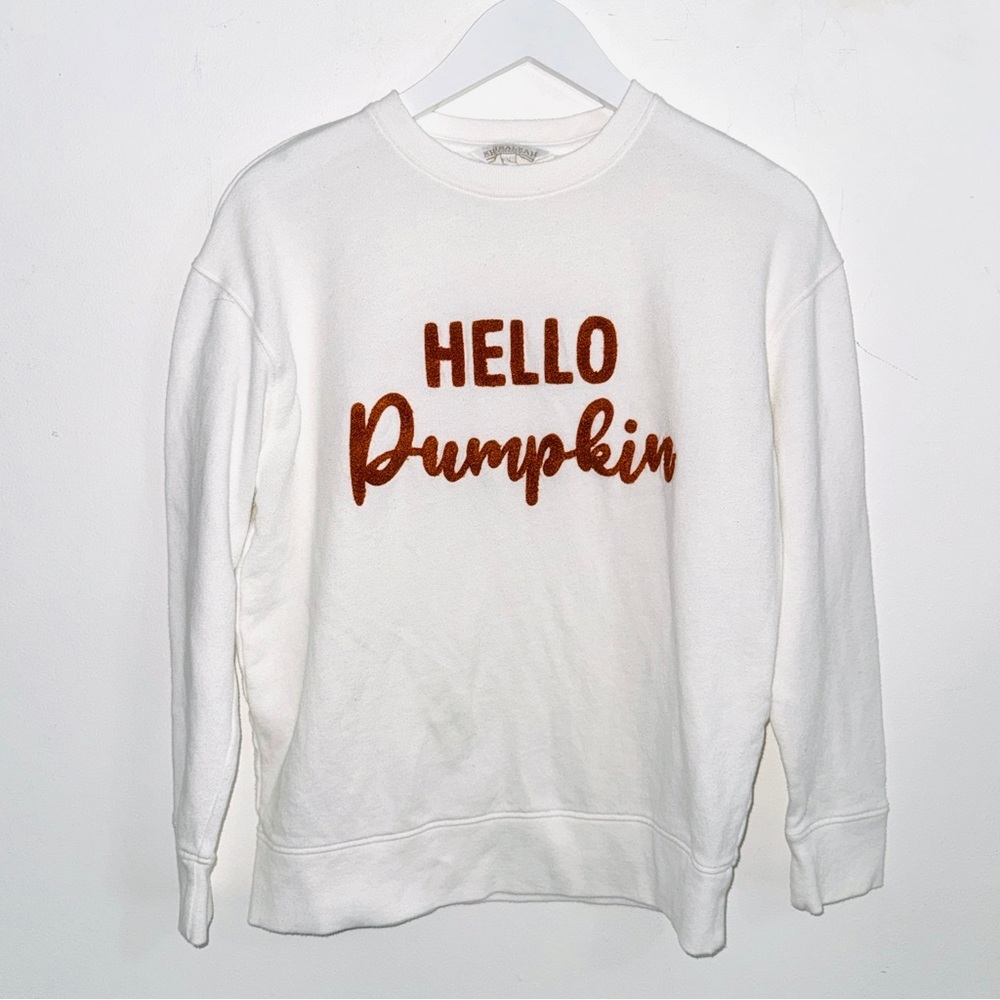 White “Hello Pumpkin” Graphic Sweatshirt Fall Cozy Pullover